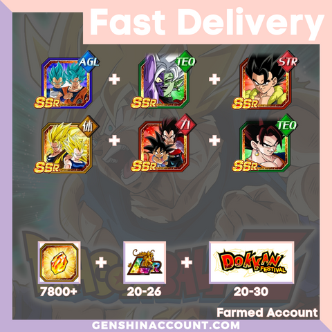 DRAGON BALL Z DOKKAN BATTLE - Farmed Starter Account ( Global | Android ) - Goku + Goku (GT) + Future Vegito + Gogeta + Zamasu + SS Goku