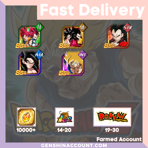 DRAGON BALL Z DOKKAN BATTLE - Farmed Starter Account ( Global | iOS ) - 7th Anniversary Campaign Goku Vegeta + Super Saiyan Goku