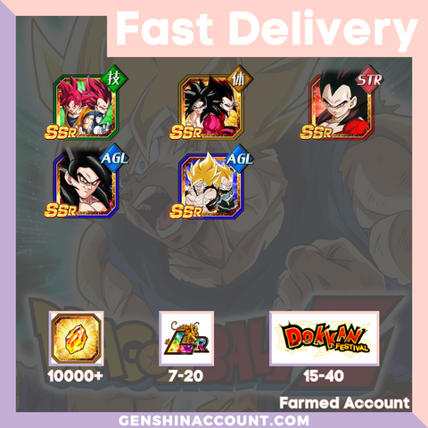 DRAGON BALL Z DOKKAN BATTLE - Farmed Starter Account ( Global | iOS ) - 7th Anniversary Campaign Goku Vegeta + Goku & Vegeta
