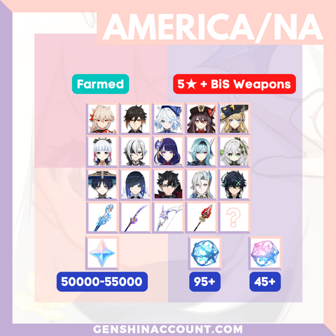 America Genshin Impact BIS Signature Weapon Farmed Starter Account