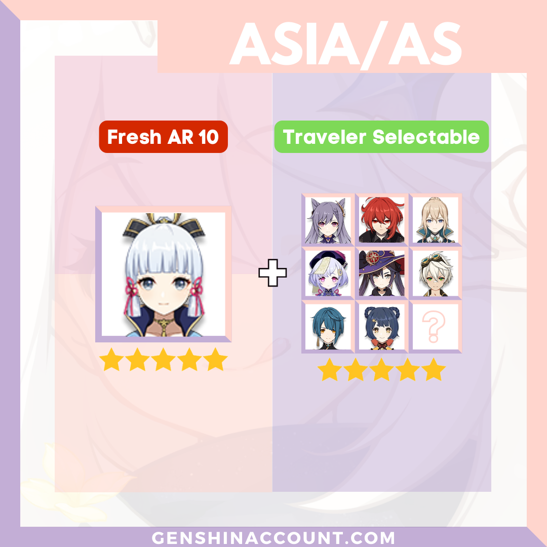 Genshin Impact Starter Account - Kamisato Ayaka With Meta 4-Star Standard 5-Star Characters ( Asia )