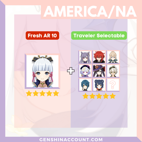 Genshin Impact Starter Account - Kamisato Ayaka With Meta 4-Star Standard 5-Star Characters ( America )