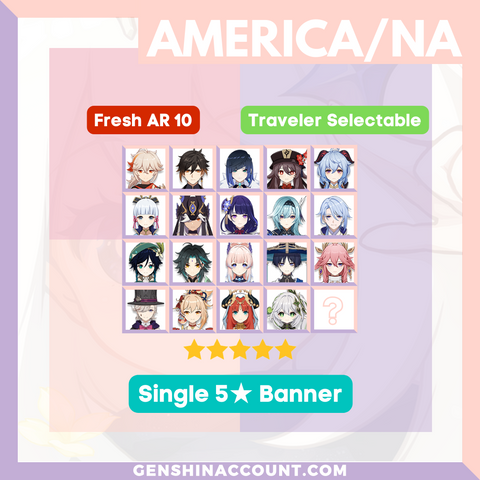 Genshin Impact Single Banner 5-Star Starter Account ( America )