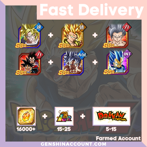 DRAGON BALL Z DOKKAN BATTLE - Farmed Starter Account ( Japan | Android ) - 9th Anniversary Campaign + Beast Gohan + Goku (GT) + Goku + Vegeta