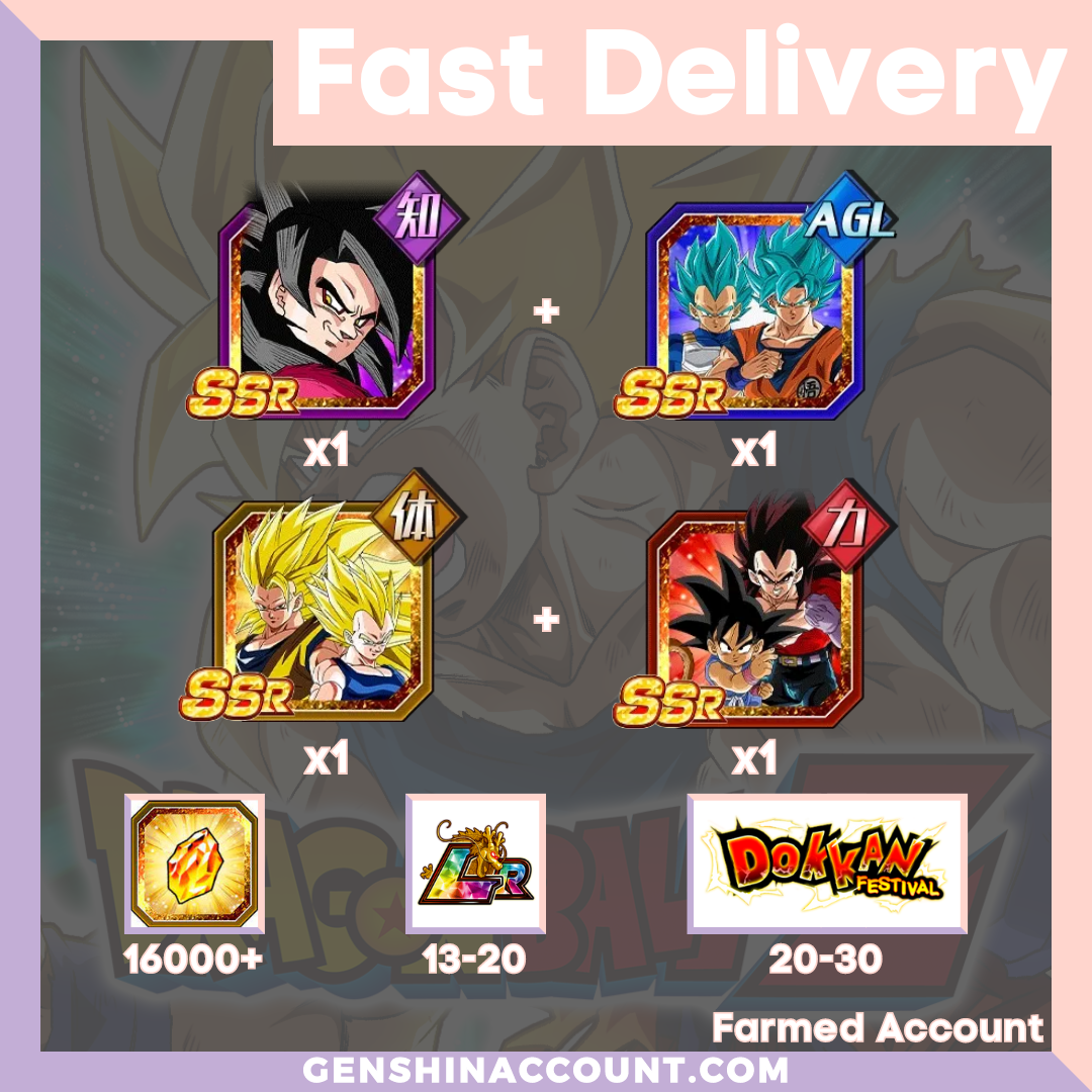 DRAGON BALL Z DOKKAN BATTLE - Farmed Starter Account ( Japan | Android ) - Goku + Goku (GT) + SS Goku + Super Saiyan 4 Goku