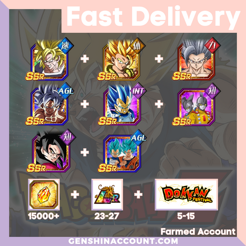 DRAGON BALL Z DOKKAN BATTLE - Farmed Starter Account ( Japan | iOS ) - 9th 6th Anniversary Campaign + Beast Gohan + Gamma 1 & Gamma 2 + SS Goku + Goku