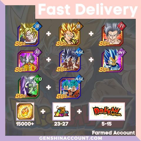 DRAGON BALL Z DOKKAN BATTLE - Farmed Starter Account ( Japan | Android ) - 9th Anniversary Campaign + Beast Gohan + Gamma 1 & Gamma 2 + Goku + Vegeta + Zamasu + SS Goku