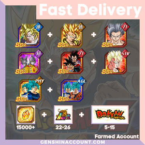 DRAGON BALL Z DOKKAN BATTLE - Farmed Starter Account ( Japan | Android ) - 9th Anniversary Campaign + Beast Gohan + Gamma 1 & Gamma 2 + Goku (GT) + A Battle Without Prospects for Tomorrow + SS Goku + SS Goku Vegeta