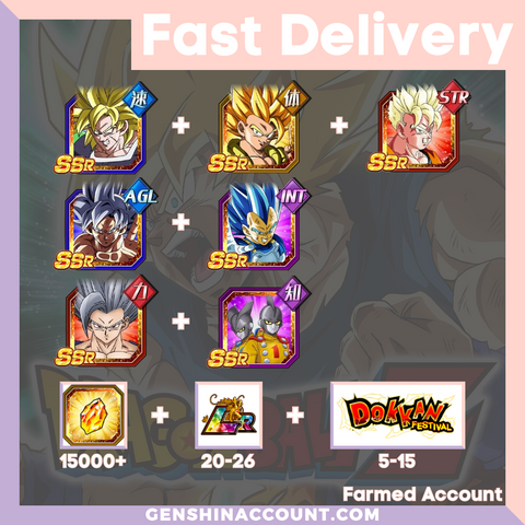 DRAGON BALL Z DOKKAN BATTLE - Farmed Starter Account ( Japan | iOS ) - 9th 6th Anniversary Campaign + Beast Gohan + Gamma 1 & Gamma 2 + A Battle Without Prospects for Tomorrow