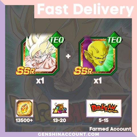 DRAGON BALL Z DOKKAN BATTLE - Farmed Starter Account ( Global | iOS ) - Piccolo + Super Saiyan Goku