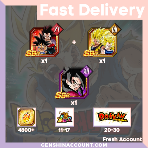 DRAGON BALL Z DOKKAN BATTLE - Fresh Starter Account ( Global | iOS ) - Goku + Goku (GT) + Super Saiyan 4 Goku