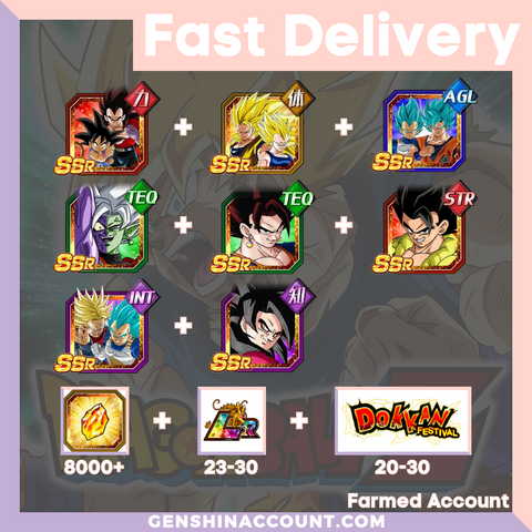 DRAGON BALL Z DOKKAN BATTLE - Farmed Starter Account ( Global | Android ) - Goku + Goku (GT) + SS Goku + Zamasu + Future Vegito + Gogeta + Super Saiyan 4 Goku + Vegeta & Trunks