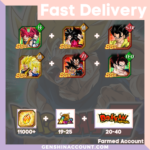 DRAGON BALL Z DOKKAN BATTLE - Farmed Starter Account ( Global | Android ) - 7th Anniversary Campaign  + Goku + Goku (GT) + Future Vegito + Gogeta