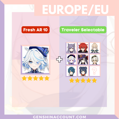 Genshin Impact Starter Account - Furina With Meta 4-Star Standard 5-Star Characters ( Europe )