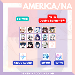 America Genshin Impact Primogems Reroll META Double Characters Farmed Starter Account
