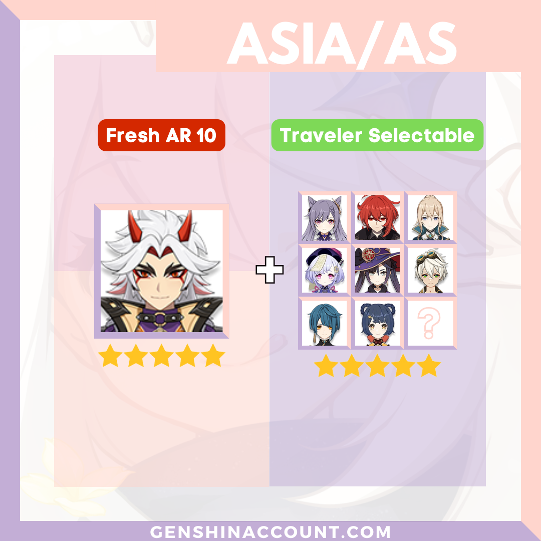 Genshin Impact Starter Account - Arataki Itto With Meta 4-Star Standard 5-Star Characters ( Asia )