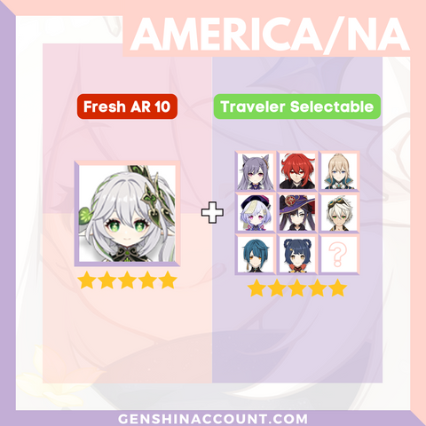 Genshin Impact Starter Account - Nahida With Meta 4-Star Standard 5-Star Characters ( America )