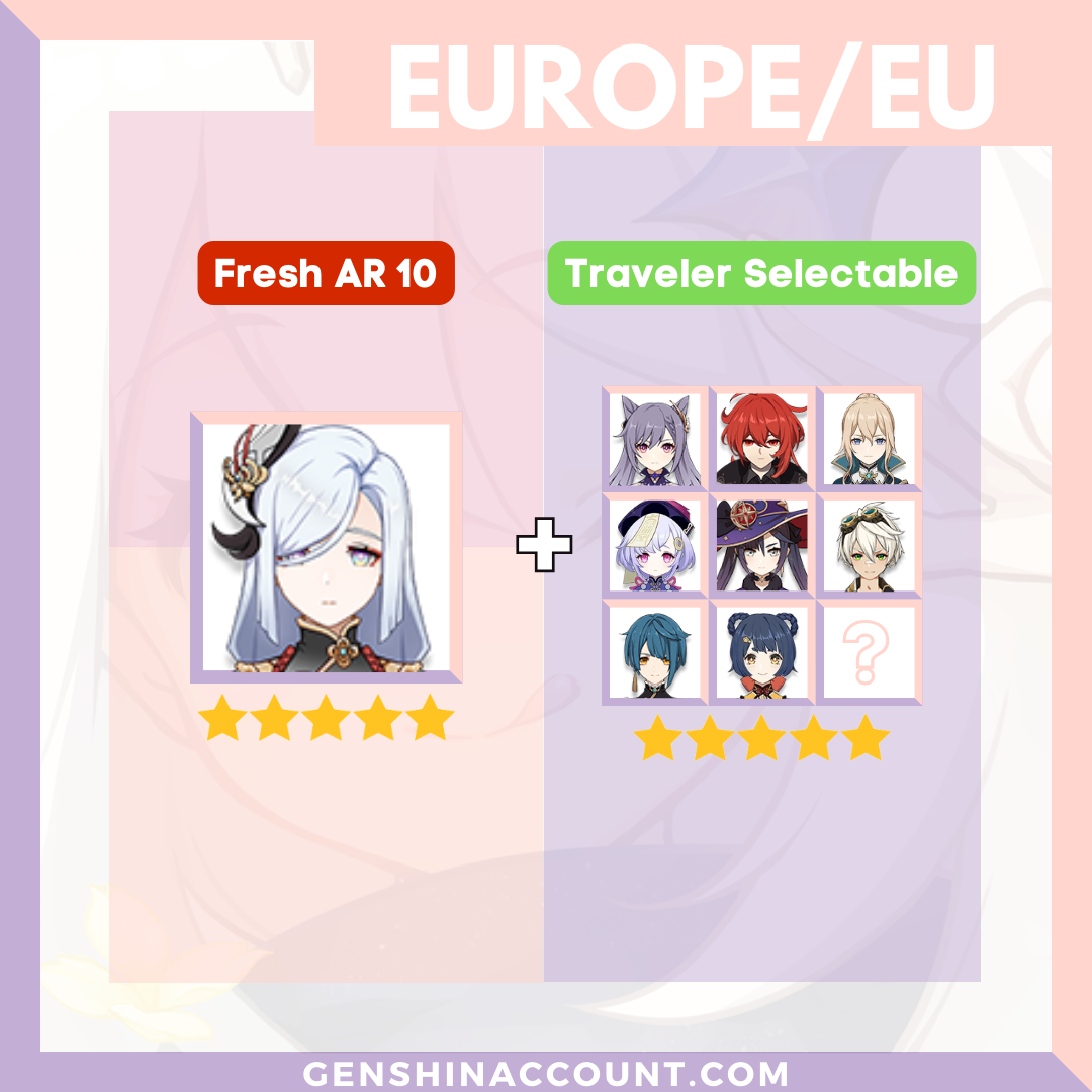 Genshin Impact Starter Account - Shenhe With Meta 4-Star Standard 5-Star Characters ( Europe )