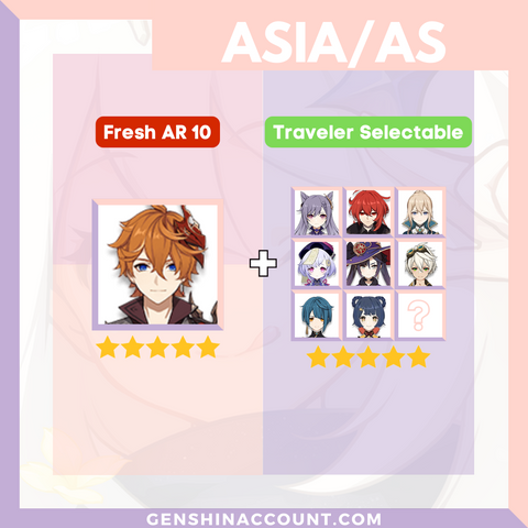 Genshin Impact Starter Account - Tartaglia/Childe With Meta 4-Star Standard 5-Star Characters ( Asia )