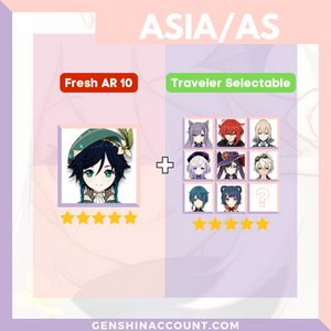 Genshin Impact Starter Account - Venti With Meta 4-Star Standard 5-Star Characters ( Asia )