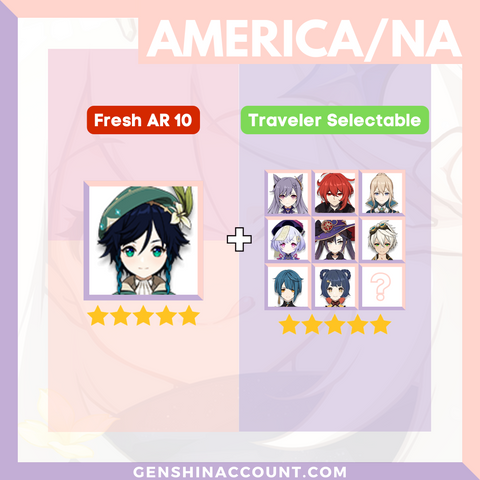 Genshin Impact Starter Account - Venti With Meta 4-Star Standard 5-Star Characters ( America )
