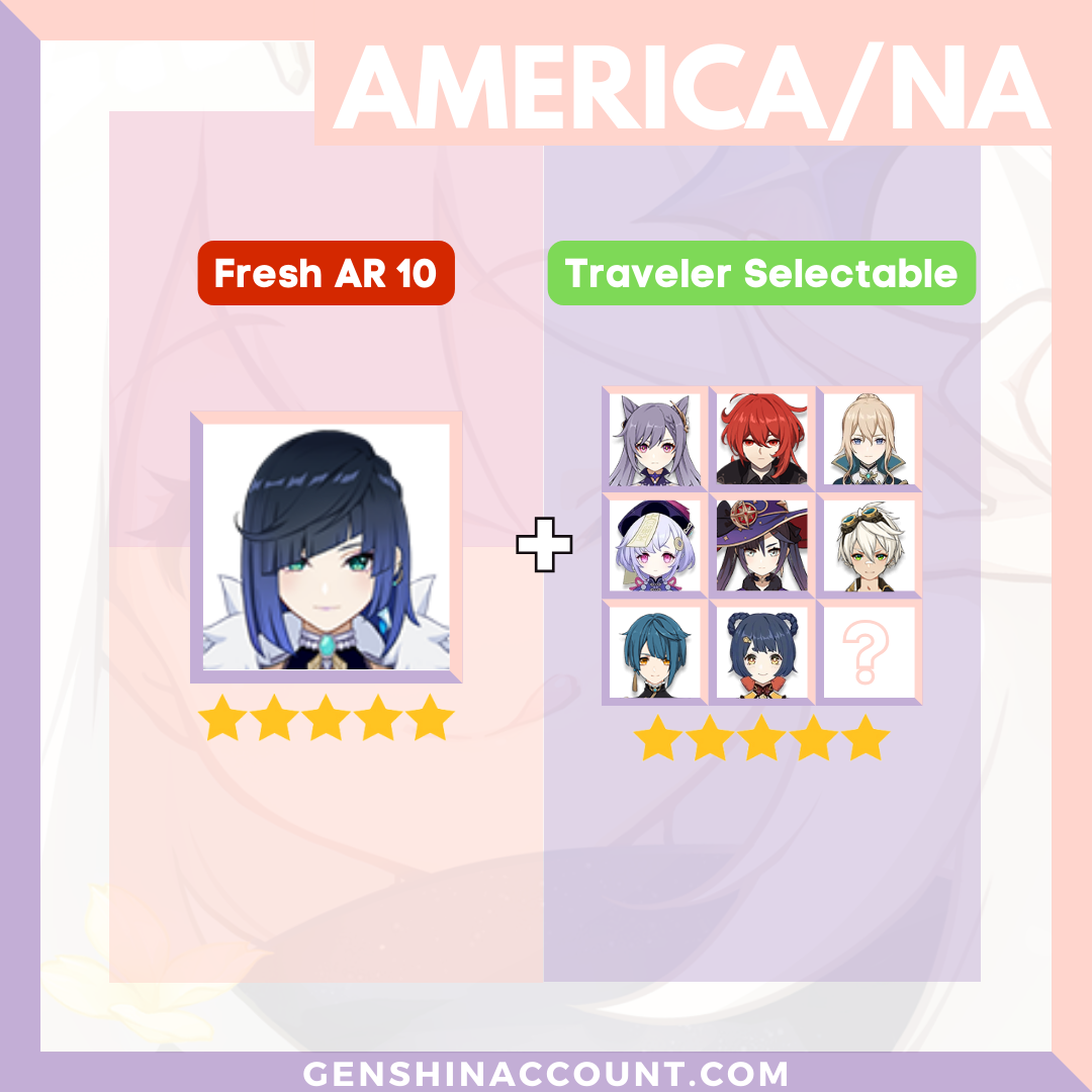 Genshin Impact Starter Account - Yelan With Meta 4-Star Standard 5-Star Characters ( America )