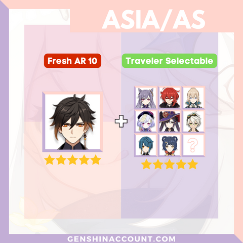 Genshin Impact Starter Account - Zhongli With Meta 4-Star Standard 5-Star Characters ( Asia )