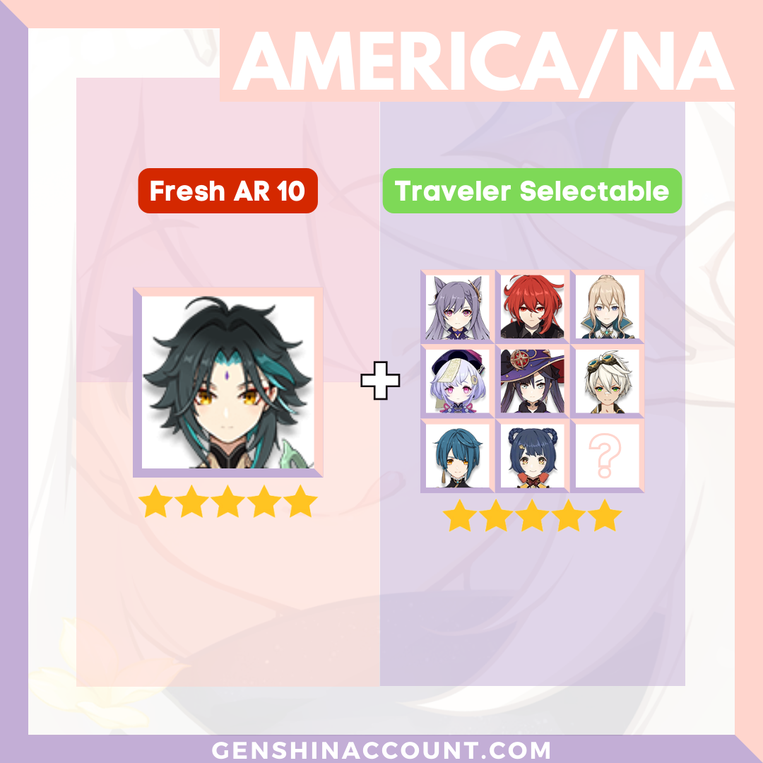 Genshin Impact Starter Account - Xiao With Meta 4-Star Standard 5-Star Characters ( America )