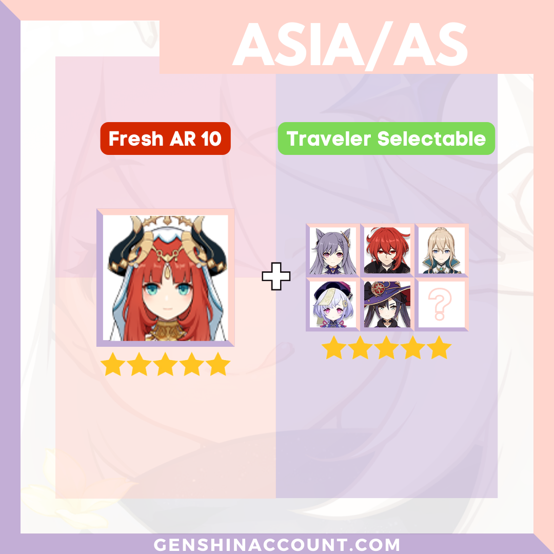 Asia Genshin Impact Nilou With Standard 5-Star Starter Account