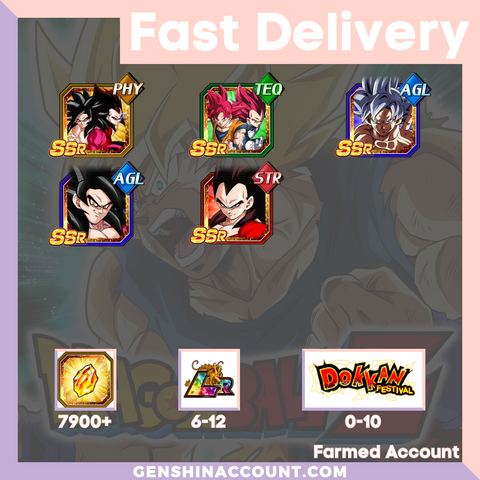 DRAGON BALL Z DOKKAN BATTLE - Farmed Starter Account ( Japan | Android ) - 7th Anniversary Campaign + Goku (Ultra Instinct) + 4 Goku + 4 Vegeta
