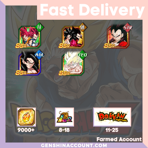 DRAGON BALL Z DOKKAN BATTLE - Farmed Starter Account ( Japan | iOS )  - 7th Anniversary Campaign + 4 Goku + 4 Vegeta + Goku