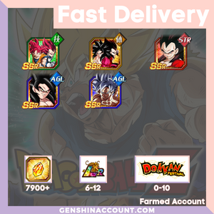 DRAGON BALL Z DOKKAN BATTLE - Farmed Starter Account ( Japan | iOS ) - 7th Anniversary Campaign + Goku (Ultra Instinct) + 4 Goku + 4 Vegeta