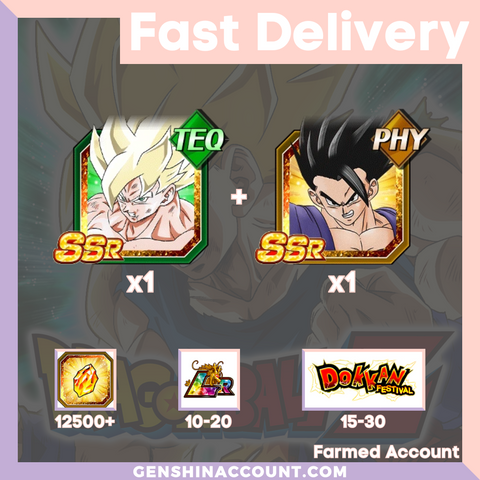 DRAGON BALL Z DOKKAN BATTLE - Farmed Starter Account ( Japan | Android ) -Super Saiyan Goku+Gohan