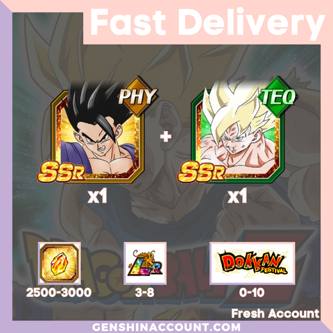 DRAGON BALL Z DOKKAN BATTLE - Fresh Starter Account ( Japan | Android ) -Gohan + Goku