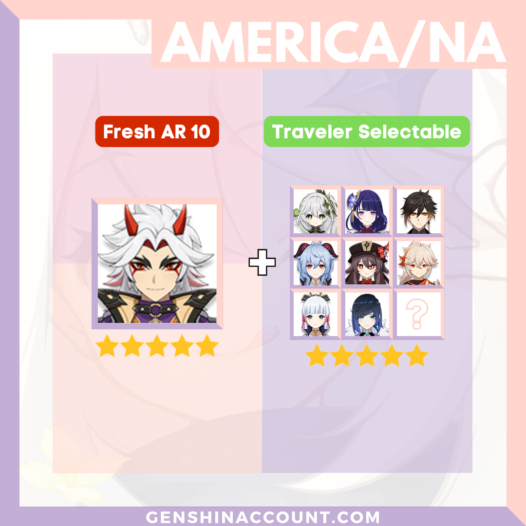 Genshin Impact Starter Account - Arataki Itto With Banner 5-Star Characters ( America )