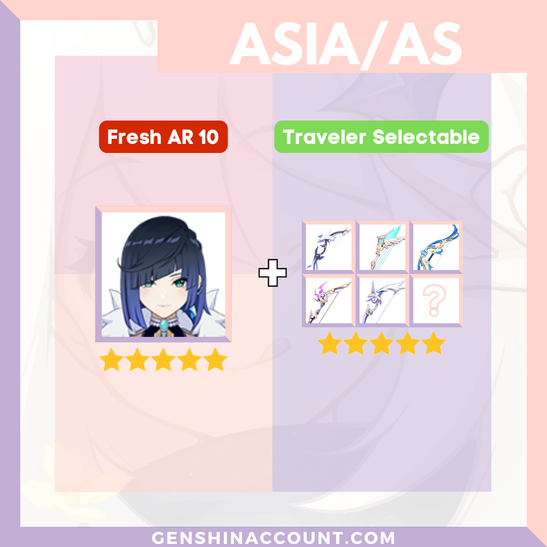 Genshin Impact Starter Account - Yelan With 5-Stars Bow Aqua Simulacra ( Asia )